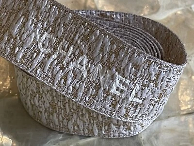💠CHANEL Ribbon Gold & Cream Logo Holiday Tweed-like 72" Long New FREE SHIP - Image 1 of 4