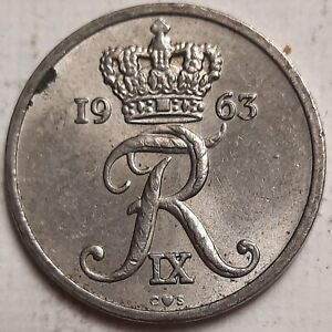 ONE CENT COINS: 1963 Denmark / Danmark 10 ORE Coin