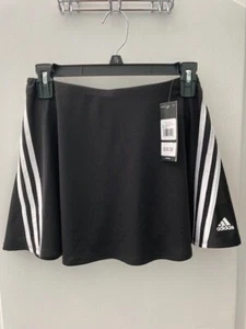 New Adidas little girls black skort M 10 12 or XL 16  bike shorts 3 stripe - Picture 1 of 6