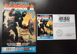 Captain America (2013) #1 HTF 2nd Print SIGNED Klaus Janson 1st Green Skull - Picture 1 of 8