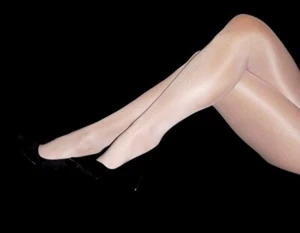 D L Peavey White Shiny high gloss Tights Hooters Uniform shimmery lt support new - Picture 1 of 8