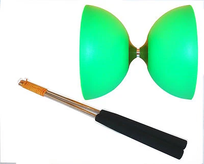 DIABOLONET-KREISZ Henrys Circus Diabolo Grün mit ULK2 Grün + Henrys Alustäbe 325 Schwarz