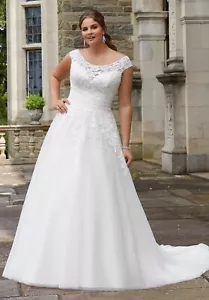Vestido de novia Mori Lee 3288 Susan talla 26 GENUINO marfil/marfil - Imagen 1 de 5