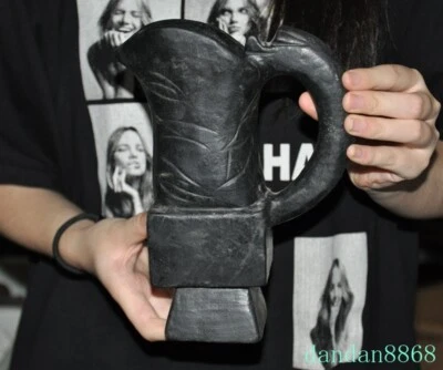 8" China Hongshan Cultura Meteorito Hierro Palabra Estatua Copa Copa Copa de Vino Foto 1 de 4