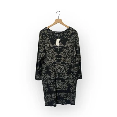 Lane Bryant Metallic Knit Sweater Dress Size 14/16 Black and Gold - Image 1 of 4