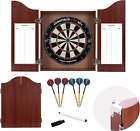 Engelhart Wooden Dart Cabinet + Sisal Target + 2 Sets of 18g Darts Brown Oak Set