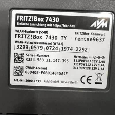 AVM Fritzbox, FRITZ!Box 7430, WLAN-Router, Modem, silber/rot, OVP gebraucht - Bild 1 von 2