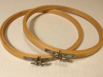 SET OF 2! VINTAGE UNUSED 7" WOODEN EMBROIDERY HOOPS! MADE IN TAIWAN ROC - Image 1 of 4