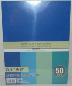 Recollections Cardstock Paper 8 1/2" x 11" 50 Sheets 65 lb 4 color MERRY BLUES - Picture 1 of 5