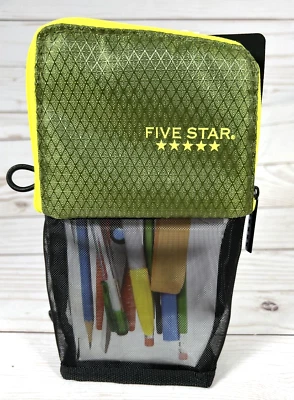 Bolsa para lápices autoportante cinco estrellas amarilla soporte 'N tienda escuela oficina carpeta Foto 1 de 4