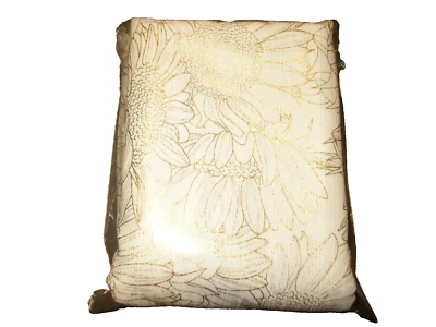 Cortina de ducha artesanal 34 tela blanca y metálica dorada floral margarita 72x72 nueva sin caja Foto 1 de 4