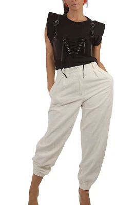 Calça harém perna balão bainha elástica veludo branco logotipo Alexander Wang tamanho 4 - Imagem 1 de 4