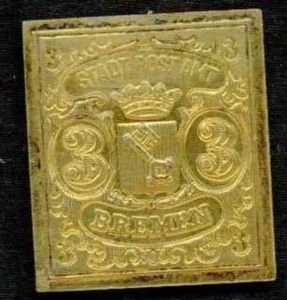 BREMEN GERMAN STATES GOLD & SILVER STAMP REPLICA STAMP INGOT 15613-2 - Picture 1 of 1