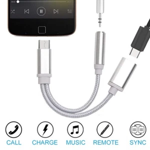 2 in 1 Type C to 3.5mm Female Headphone Jack Adapter Stereo Speaker Audio Cable - Photo 1 sur 16