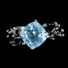 Heated Cushion Blue Topaz 8Mm Spinel Gemstone 925 Sterling Silver Jewelry Ring 8