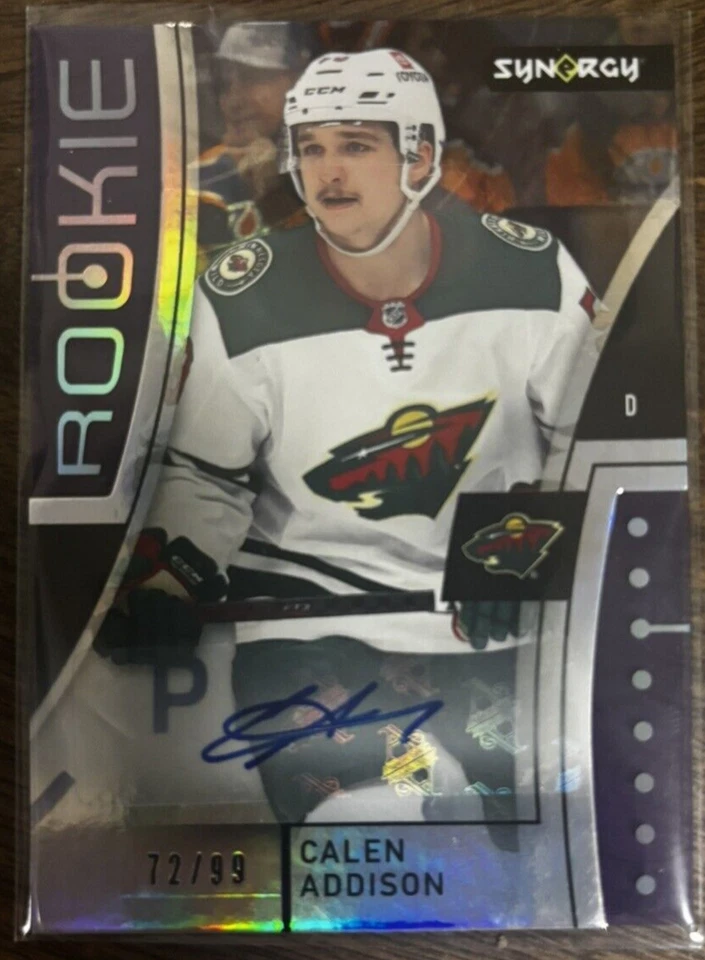2021-22 Upper Deck Synergy Rookies Purple /99 Calen Addison #97 Rookie Auto RC - Image 1 of 2