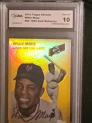  2012 Topps cromo Willie Mays #90 1954 refractor de oro GMA 10 New York Giants Foto 1 de 4