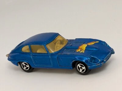 Vintage Majorette Super Singles Blue No 207 Jaguar V12 Type E FRANCE Open Hood - Image 1 of 4