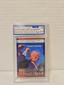 President Donald Trump 2024 Assassination Elon MAGA Trading Card Graded MINT 10 - Picture 1 of 4
