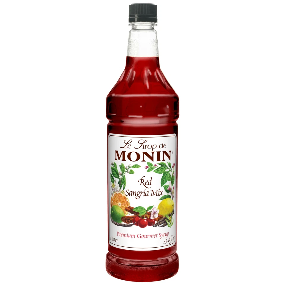 Jarabe con sabor a sangría roja confitada Monin, botella de plástico (1 Ltr, paquete de 4) Foto 1 de 1