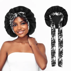 Satin Bonnet Hair Bonnet for Bath Silk Bonnet Hair Wrap for Sleeping Tie Band... - Picture 1 of 11