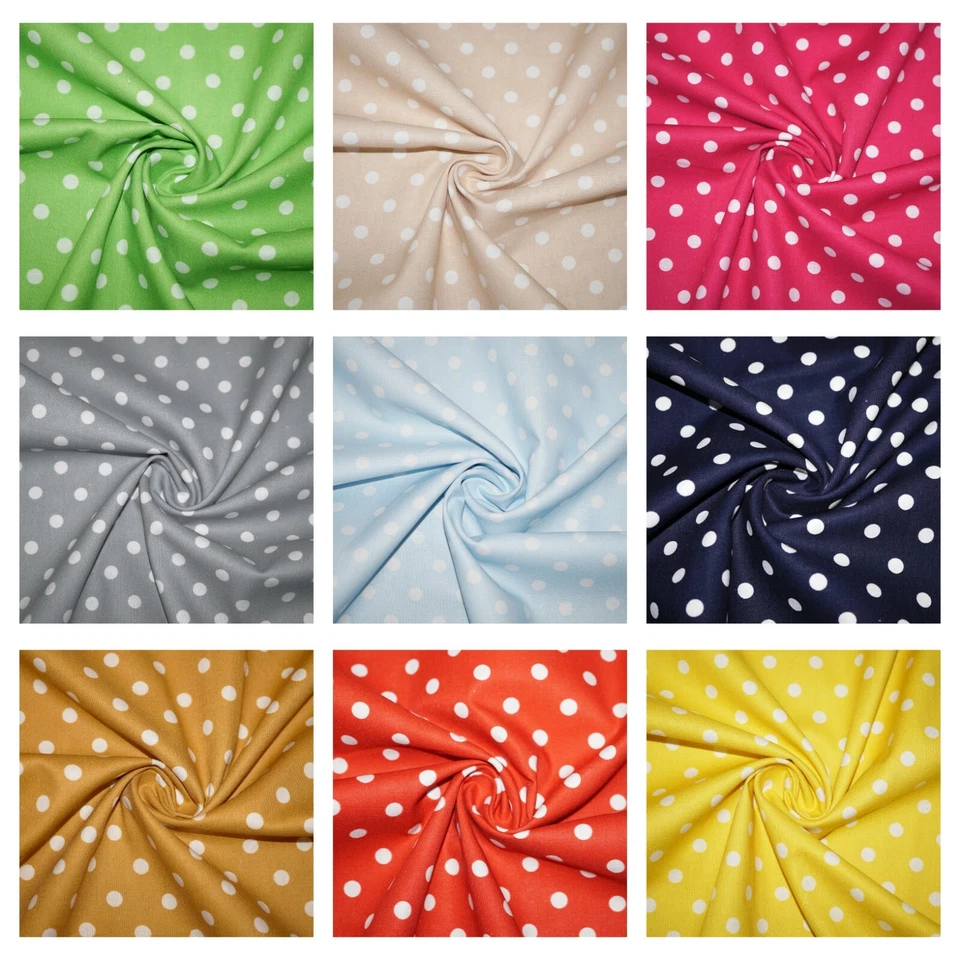 100% Cotton Poplin Fabric Small Polka Dot Spot Dotty Craft Dressmaking Material - Image 1 of 1