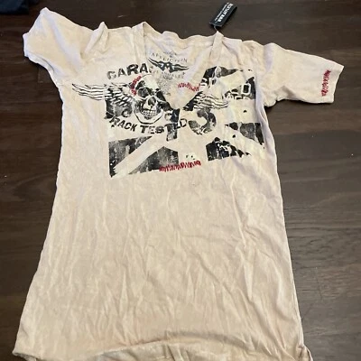 Sinful by Affliction Women's  Off White  Deep V Neck  tee T-shirt Size L - Image 1 of 4