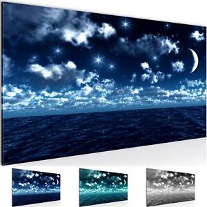 Wandbild Nachthimmel Bild XXL Bilder 100x40 cm türkis blau schwarz weiß