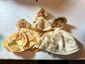 3 vintage Nancy Ann Storybook Dolls (sold as Is) dress hat