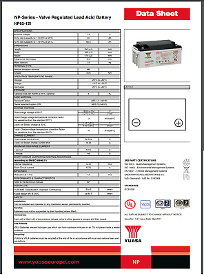 Yuasa NPL65-12I Sealed Lead-acid 12v Battery • 16£