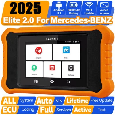 2025 LAUNCH X431 Creader Elite 2.0 For Mercedes Diagnostic Tool OBD2 Scanner ABS