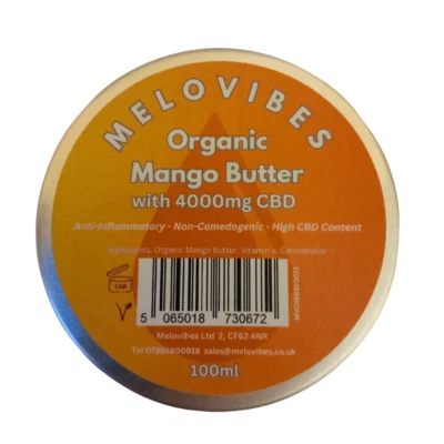 MELOVIBES CBD Mango Butter Rub 4000MG For Dry Skin Muscle Arthritis Joint Pain Care 100ml