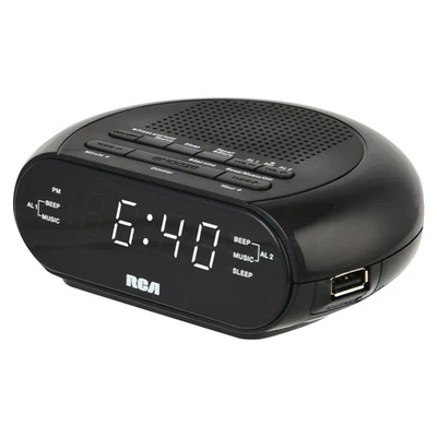 RCA Digital Radio Alarm Clock with Soothing Sounds, Brightness Control, and... - Image 1 of 4