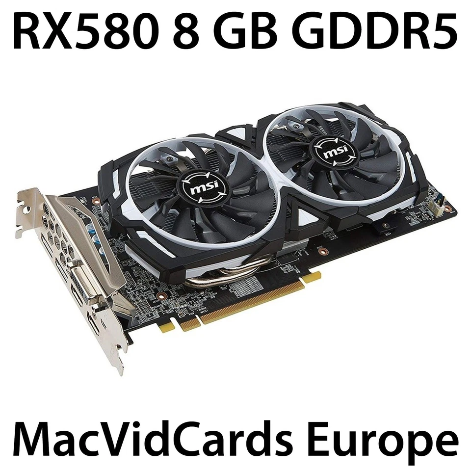 MacVidCards AMD Radeon RX580 8GB GDDR5 for Apple Mac Pro 3,1/4,1/5,1 BOOT SCREEN - Image 1 of 1