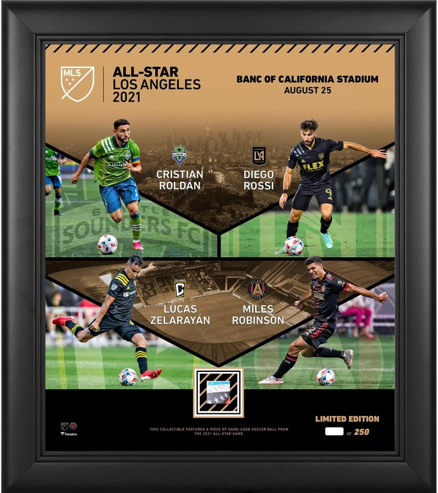 2021 MLS All-Star FRMD 15" x 17" Collage with a Piece of MU Soccer Ball-LE/250 Foto 1 de 1