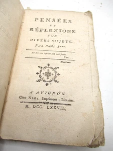 ABBE S*** PENSEES ET REFLEXIONS DIVERS SUJETS 1777 EO Avignon CATHOLICISME Rare - Picture 1 of 6