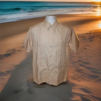 Mojito Collection Hombre L Poliéster/Algodón Guayabera Chacabana Camisa Botón Caqui Foto 1 de 4