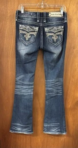 Stivali Rock Revival Jeans Zaffiro Y2K taglia 26 cuciture strass 30” W 31” cuciture interne - Foto 1 di 23