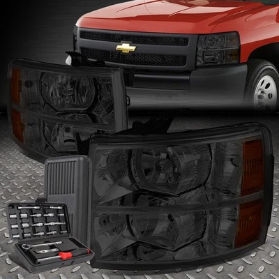 PARA 07-14 CHEVY SILVERADO CARCASA AHUMADA ÁMBAR FAROS ESQUINEROS LÁMPARAS + JUEGO DE HERRAMIENTAS Foto 1 de 4