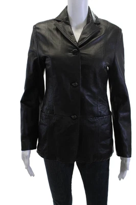 Nicole Miller Women Black Acetate Collared Button Blazer Long Sleeve Size XS - Image 1 of 4