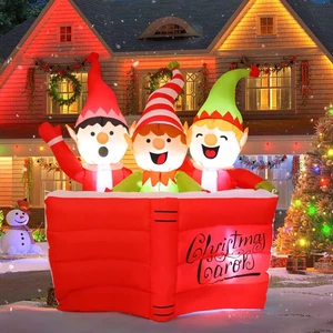 COMIN 5 FT Christmas Inflatables Elf Outdoor Decorations Blow up Yard High Scrip - Picture 1 of 12