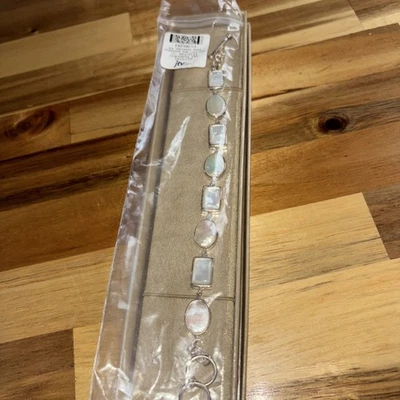 "Brazalete de palanca JTV de plata esterlina 925 CFJ madreperla 7,5"" - NUEVO Foto 1 de 4