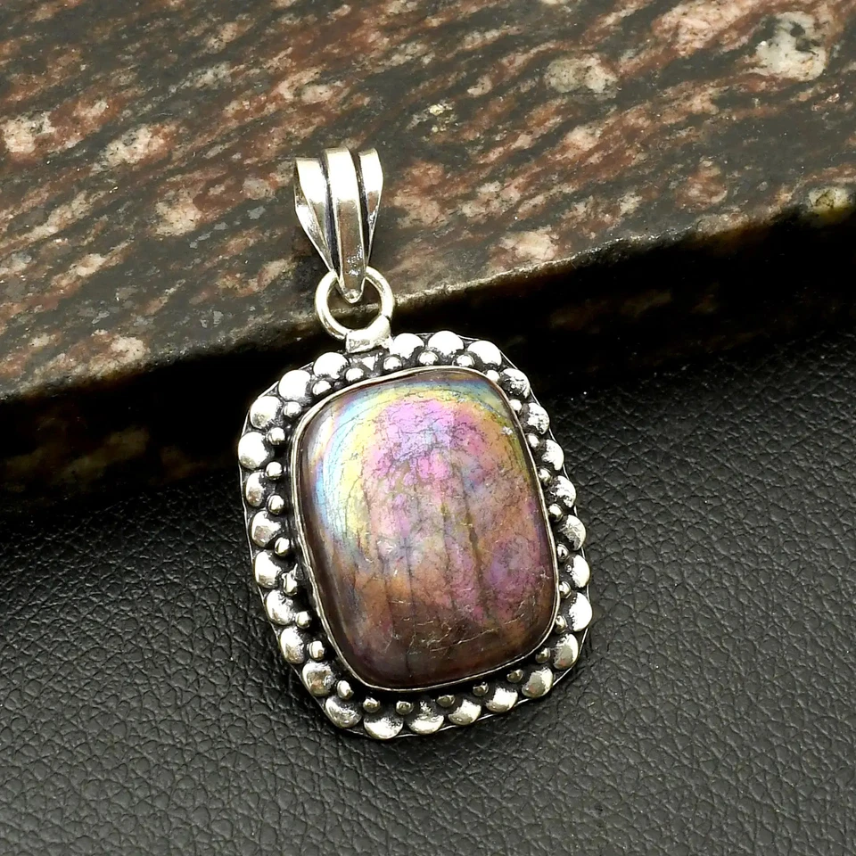 Joyería colgante hecha a mano de piedras preciosas de topacio fuego arco iris para mujer 1,8" AP-15149 Foto 1 de 1