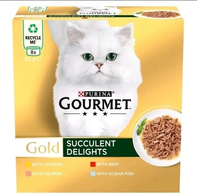 Purina Gourmet Gold Succulent Delights Adult Wet Cat Food Mixed 8x85g Tins
