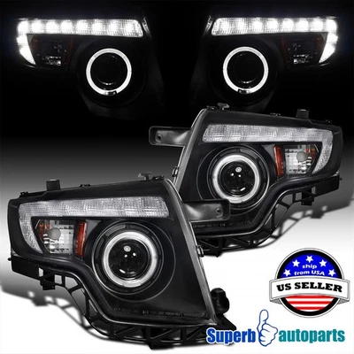 Fits 2007-2010 Ford 07-10 Edge Black Halo Projector Headlights LED Strip Lights - Image 1 of 4
