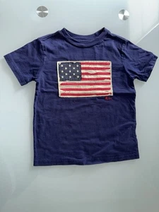 Polo Ralph Lauren Toddler Boy Flag Cotton Tshirt with American Flag Patch Size 5 - Picture 1 of 3