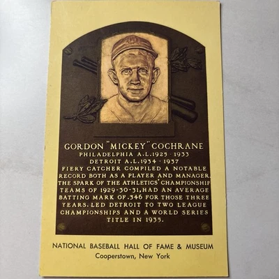 Gordon S. ( Mickey ) Cochran National Baseball Hall Of Fame Postcard  - Image 1 of 2
