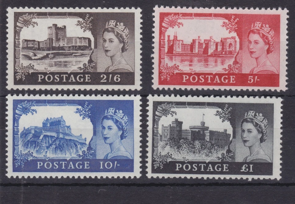 GB SG 595a-598a MNH MINT STAMP SET 1963 Castle Definitive B.W. PRINTING - Image 1 of 1