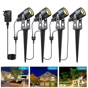 Garden Spotlights Mains Powered, 4-in-1 Extendable LED Spike Lights 12v 3*4W UK - Picture 1 of 12
