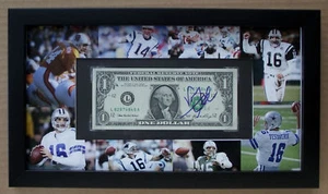 Billete de dólar firmado por Vinny Testaverde enmarcado con tapete fotográfico ¡GRAN REGALO! GAI - Imagen 1 de 3